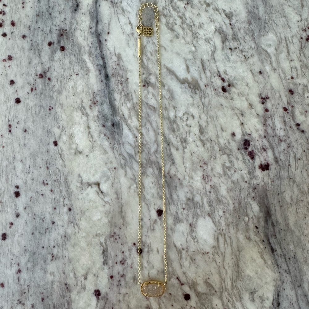Kendra Scott Elisa Gold Pendant Necklace Iridescent Drusy